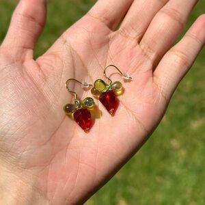 Handmade Strawberry Hook Earrings